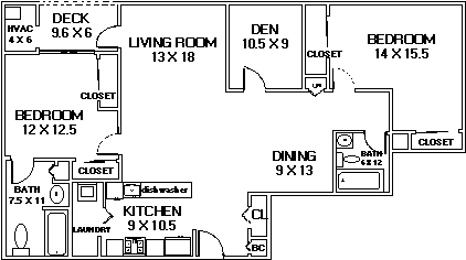 Waterford Green, Two Bedroom with Den floor plan