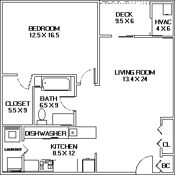 Waterford Green, Huntington One Bedroom floorplan