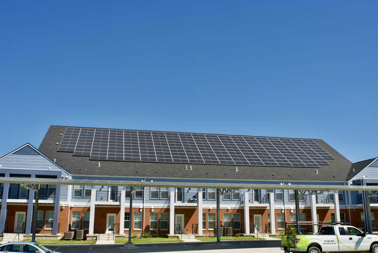 solar panels on roof.
