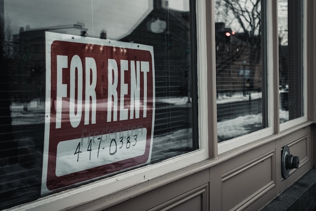 for rent sign in a window
