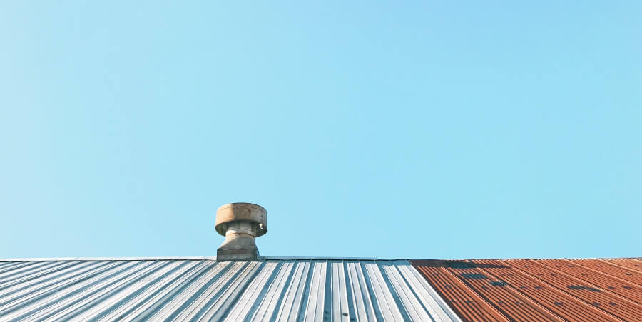 Blue sky, rooftop