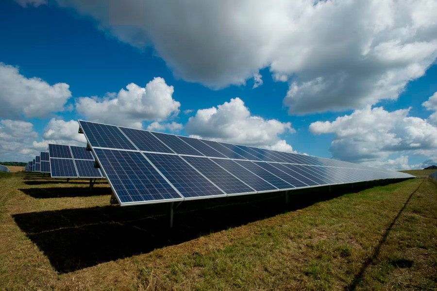 solar panels on a field