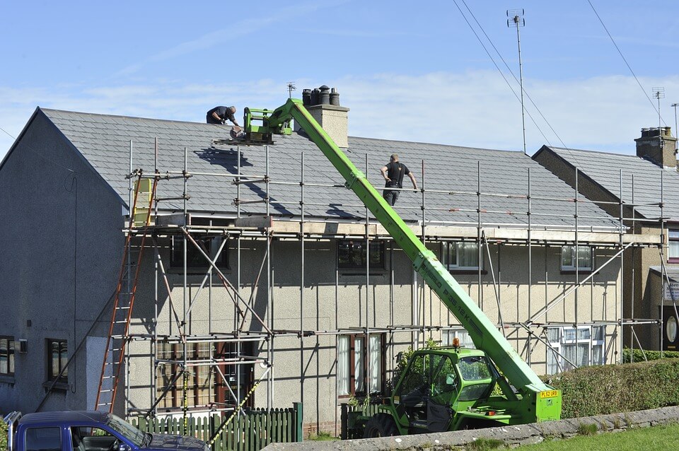 Roofers on roof