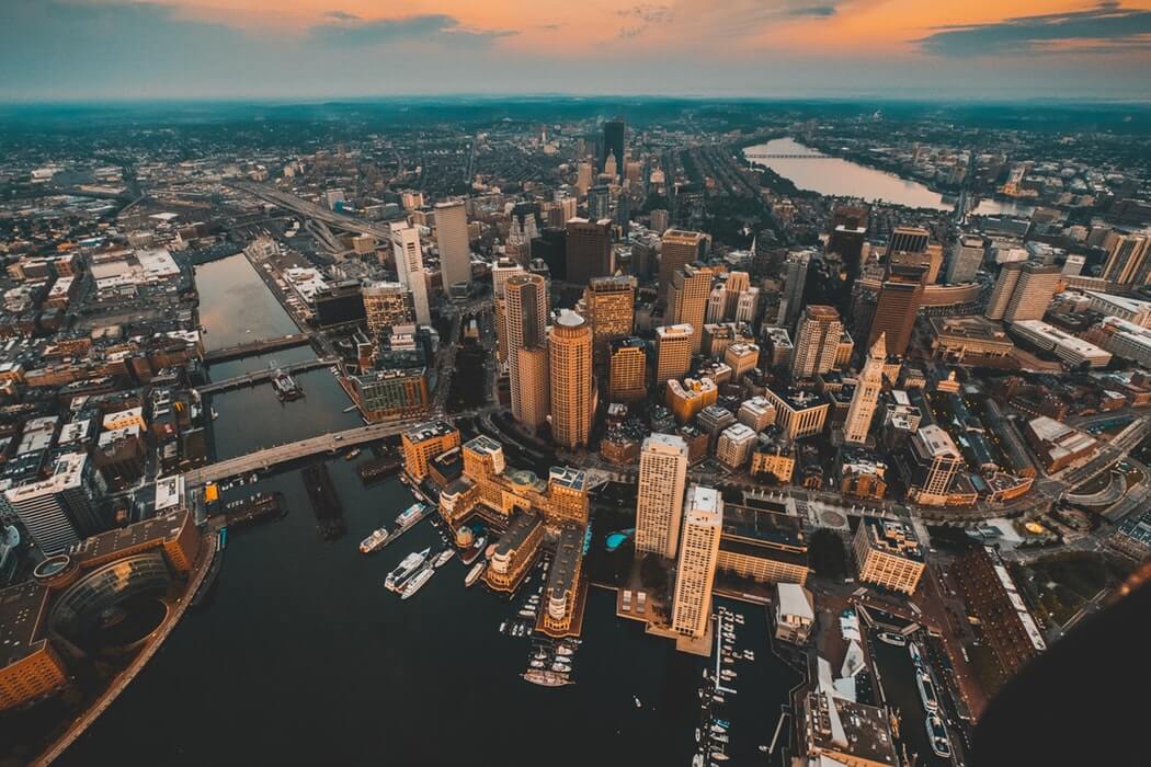 Arial view of Boston, MA