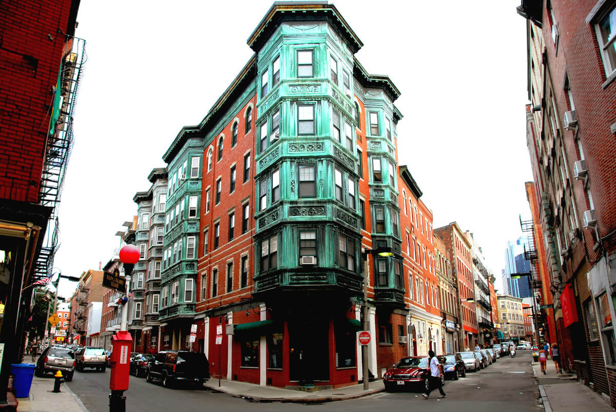 Street in  Boston, buildings