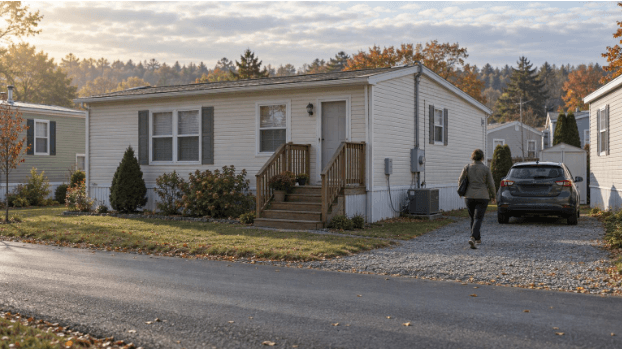 Manufactured home on its lot