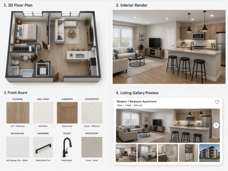 3D rendering of a modern apartment