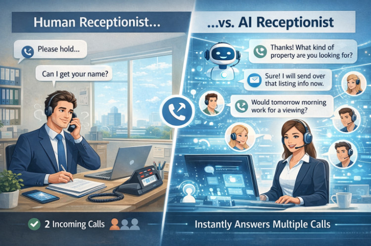 Human receptionist vs. AI receptionist