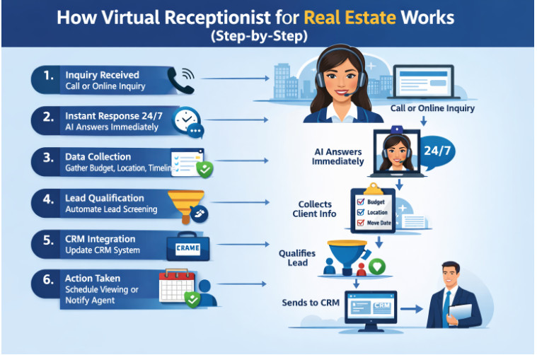 How virtual receptionist for real estate works