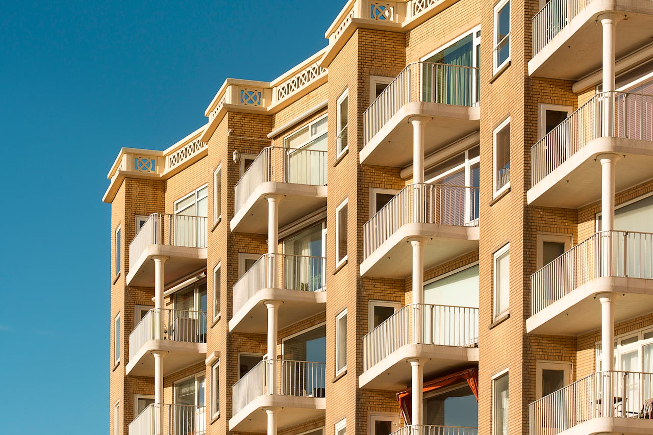 Aparrment Building with balconies. Image by Pexels