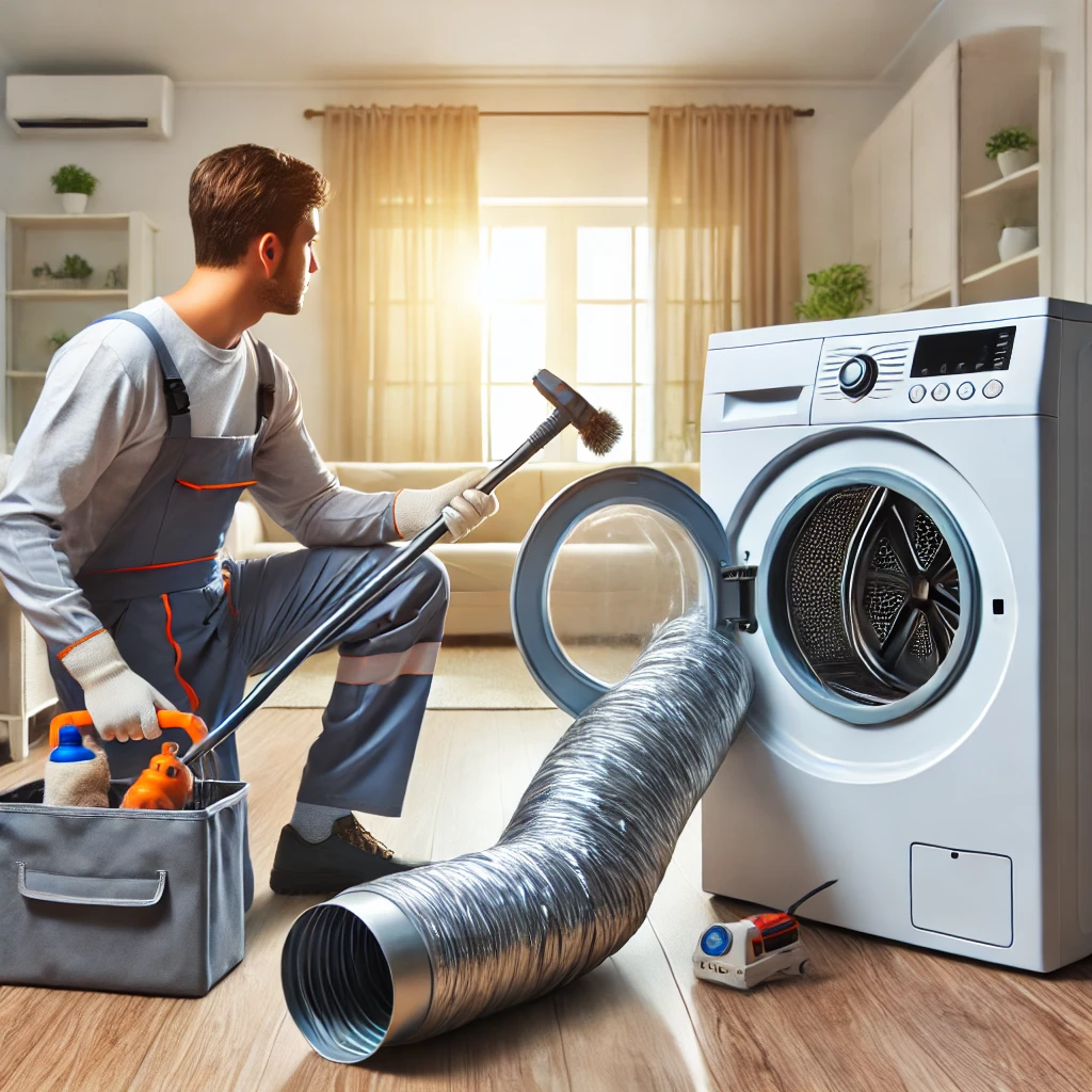 A visually appealing image showcasing a professional dryer vent cleaning service in action. Image by ChatGPT