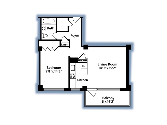 1 Bedroom Floorplan