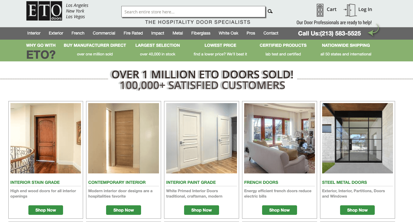 Screenshot of ETO Doors website