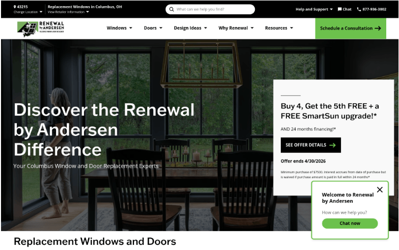 Screenshot of Renewal by Andersen website