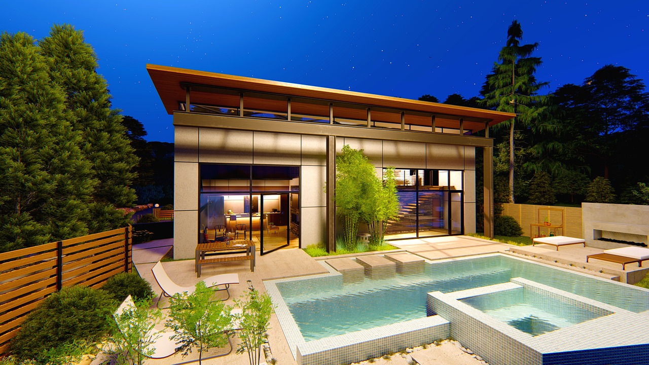 Modern house with a large pool. Image by Unsplash