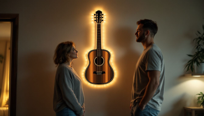 guitar wall art. 2 people standing