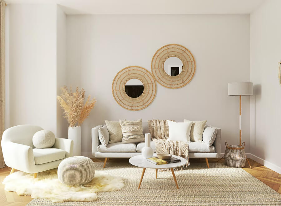 livingroom with white furniture, modern