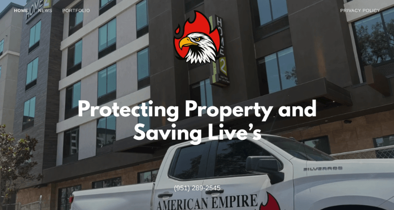Screenshot of American Empire fire Stop Inc website