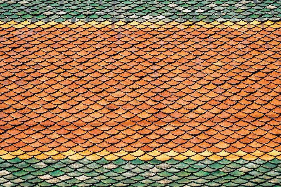 Orange, yellow and green roof tiles