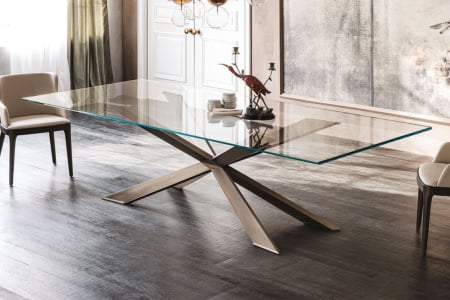 Modern rectangular glass table