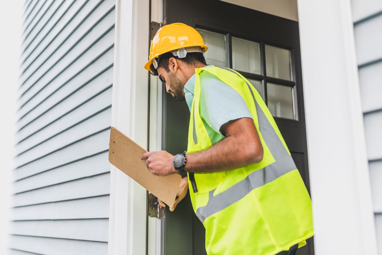 Man in a yellow safety vest and hard hat doing a house inspection Image by Pexels