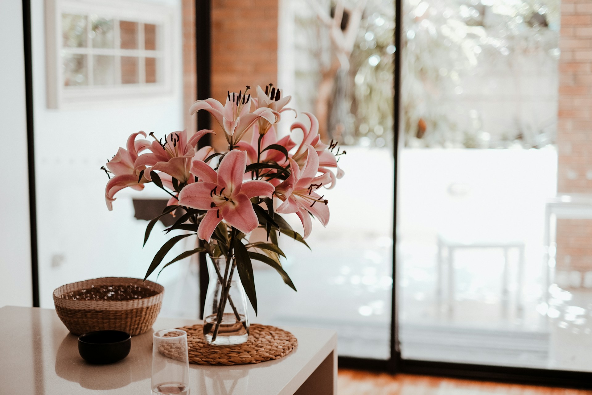 Flowers in vase in a table