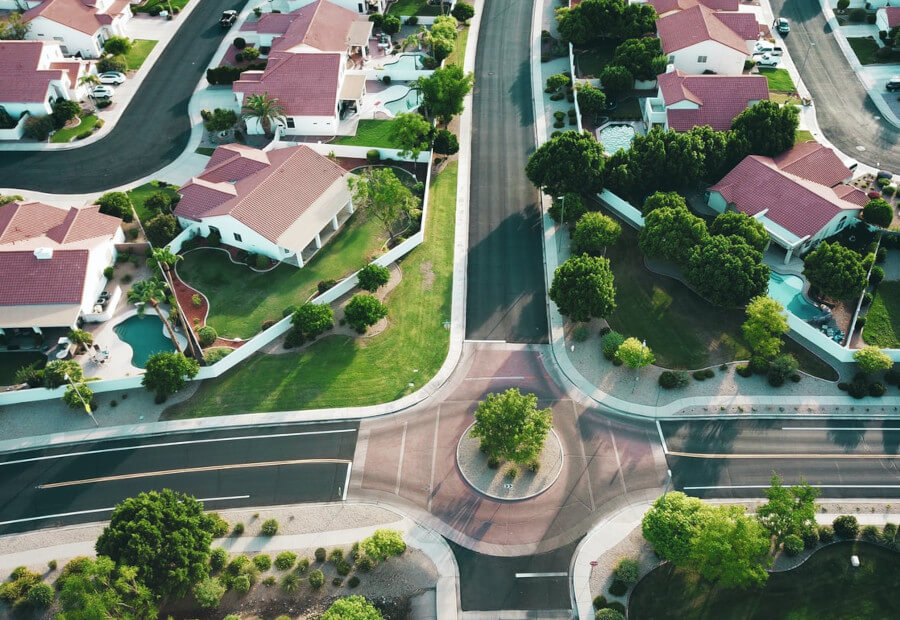 Arial view of housing