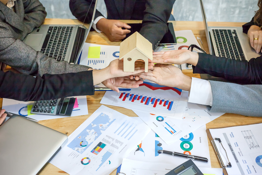 People sitting arund a table in an office