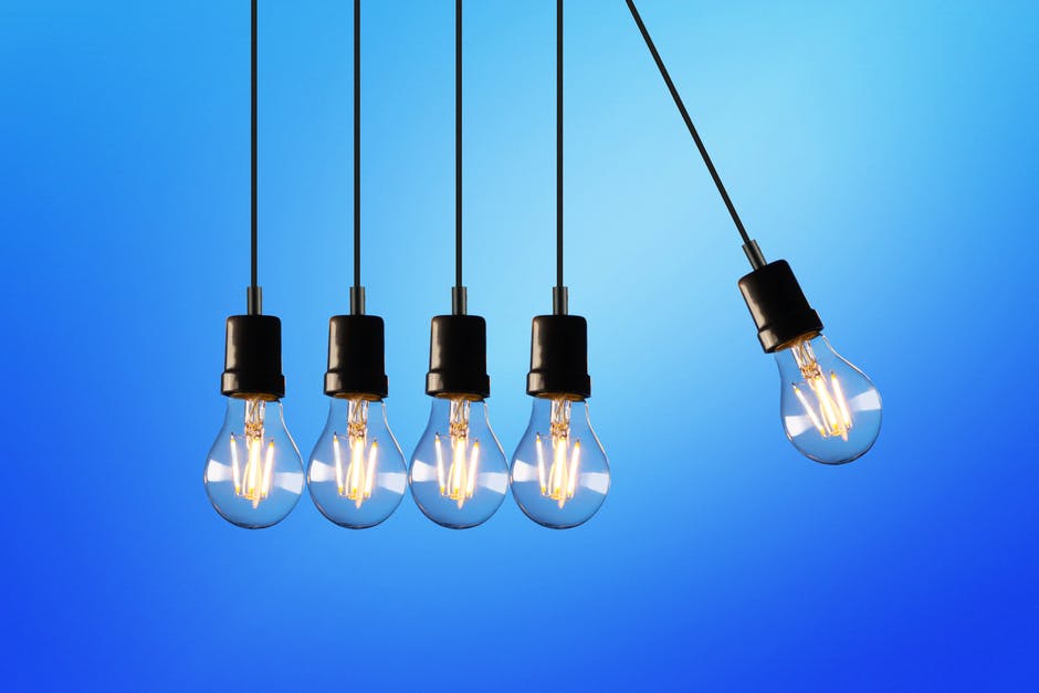 5 lightbulbs hanging
