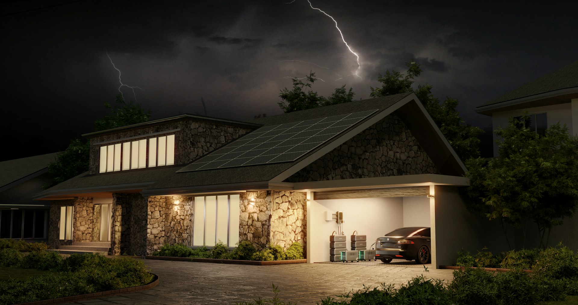 house lit up during a thunder stor, Image by Unsplash