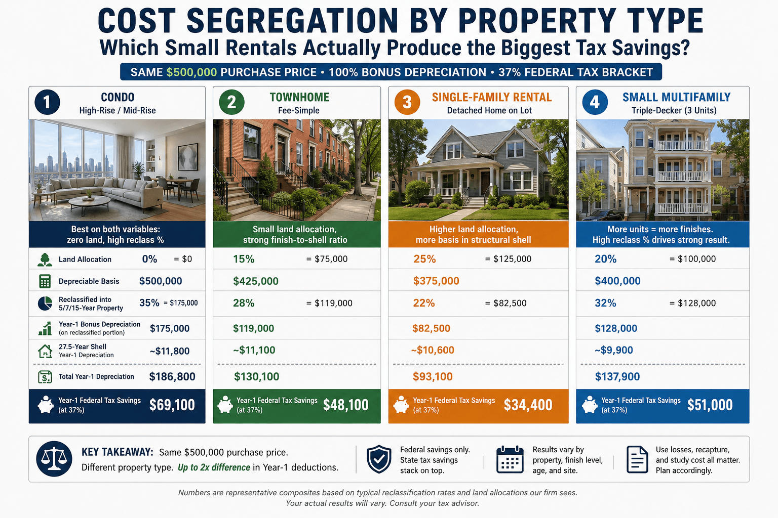 Comparison of four small rental property types for cost segregation analysis