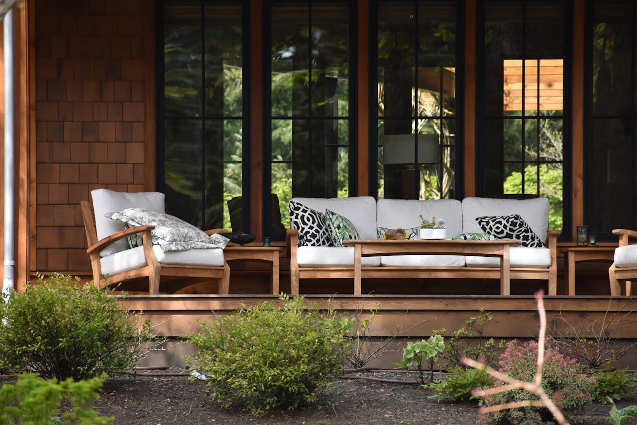 Furniture on a porch. Image by Pexels