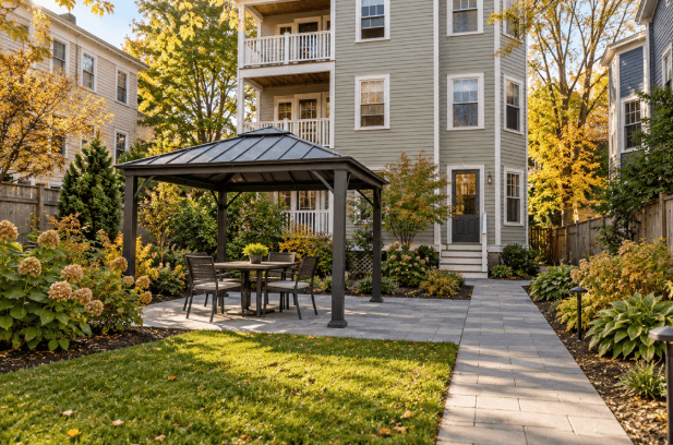 Gazebo in a shared backyard
