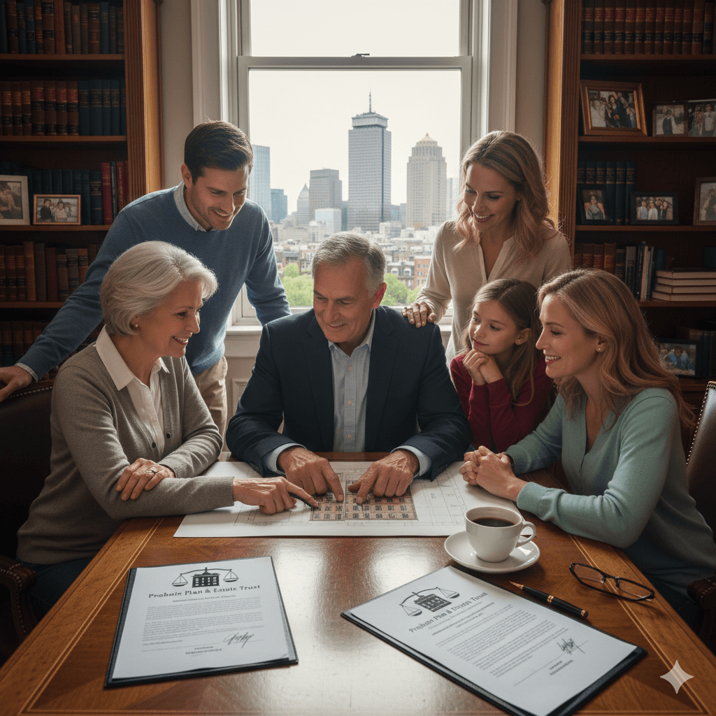 Family at a law office in Boston. Image by Gemini