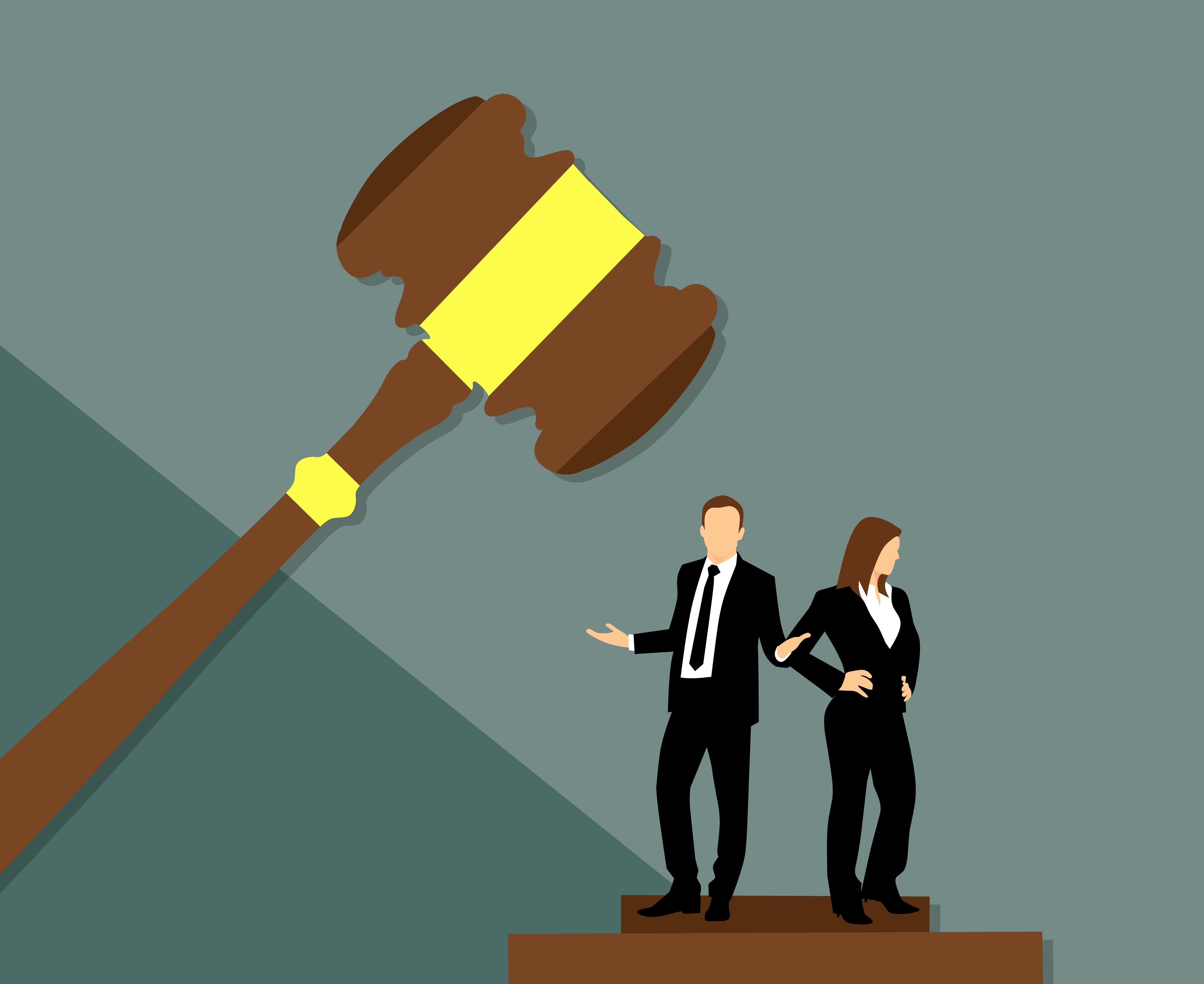 tDrawing of a gavel, two lawyers. Image by Mohamed Hassan - Pxhere