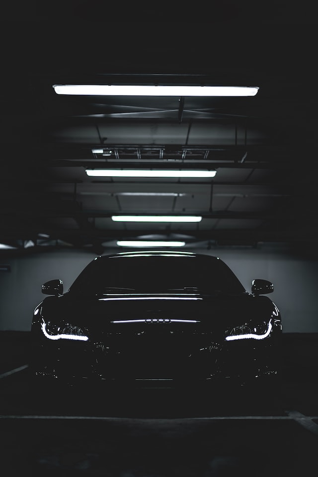 car in a dark garage