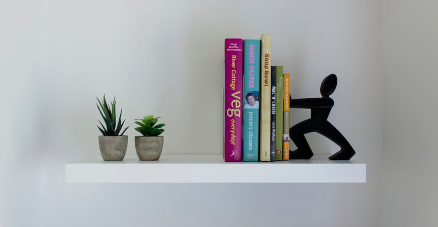 Books, shelf, plants