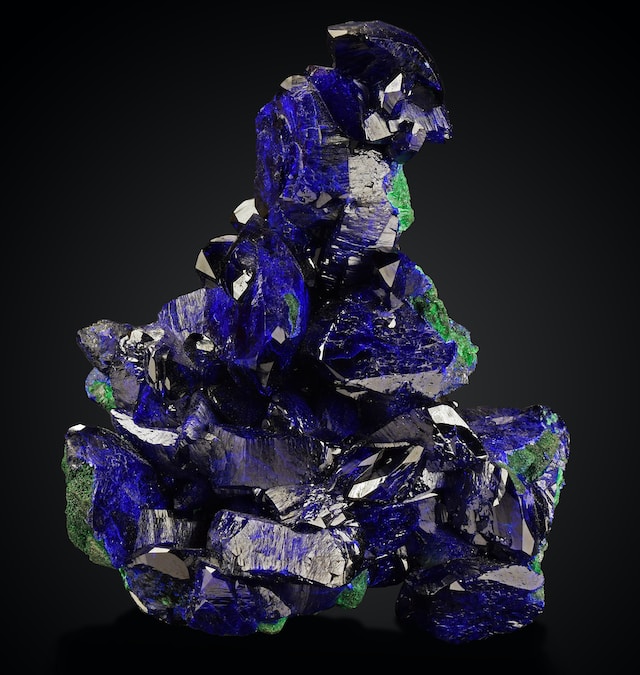 A sample of azurite, the blue mineral, and malachite, the green mineral
