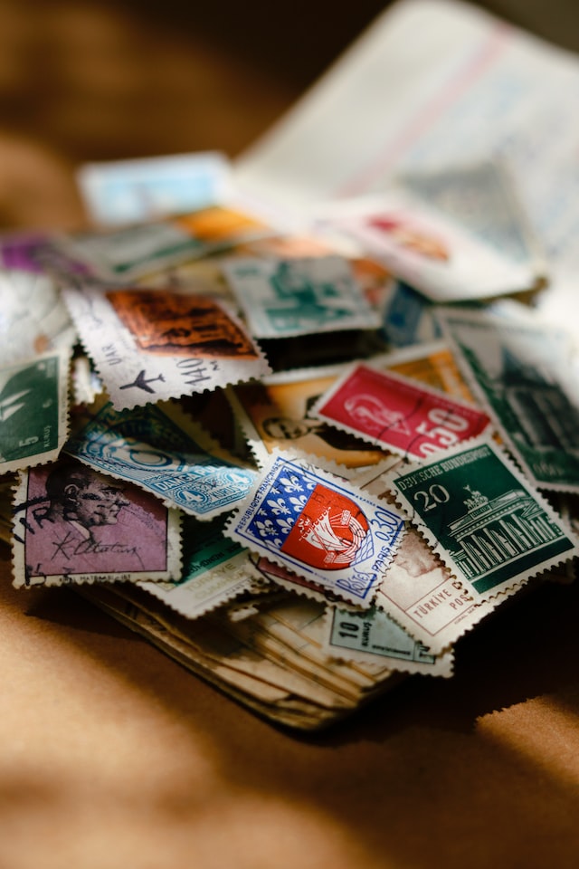 a pile of stamps