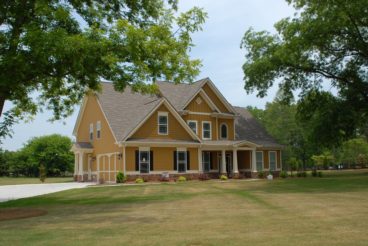 Yellow house with white trim