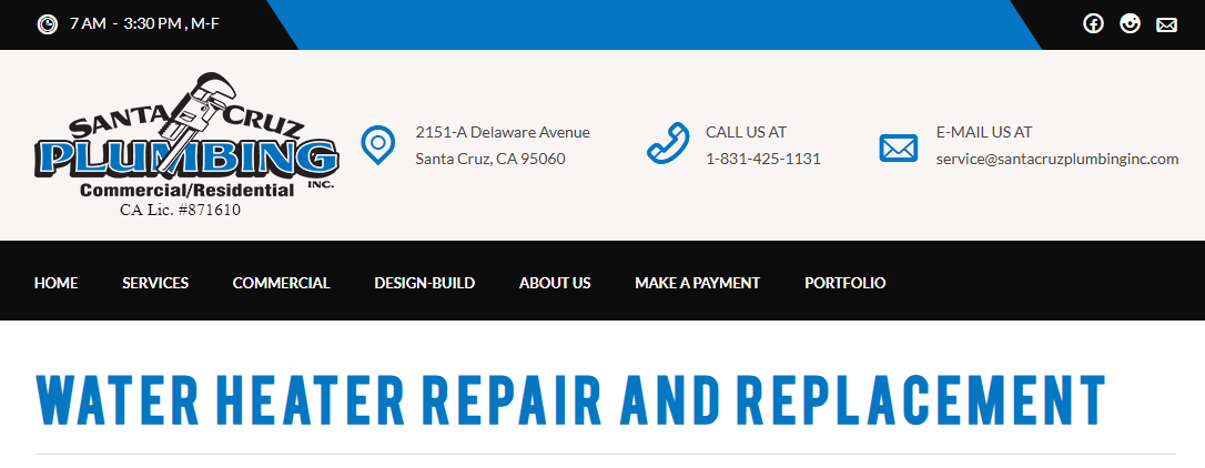 Screenshot of Santa Cruz Plumbing, Inc