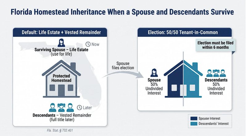 Florida Homestead Inheritance When a Spouse and Descendants Survive