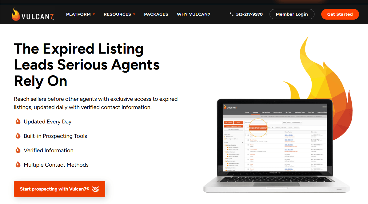 Screenshot of Vulcan7 website.