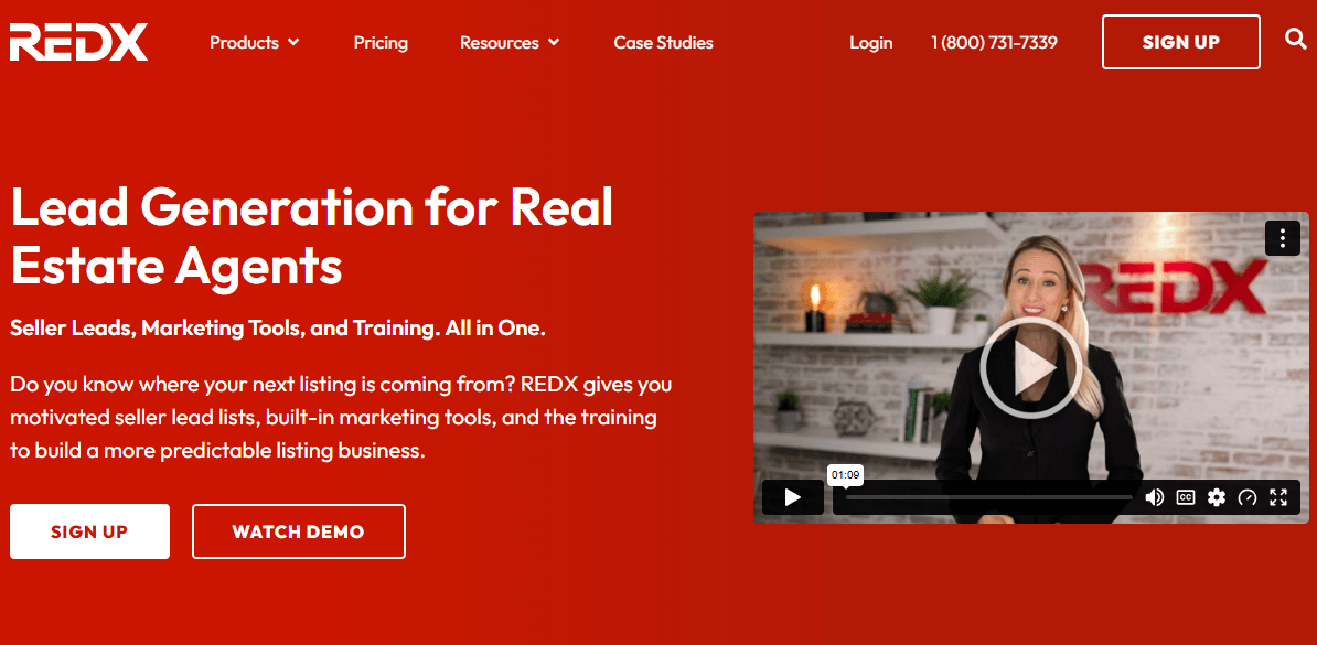 Screenshot of REDX website.