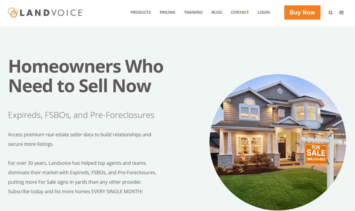 Screenshot of Landvoice website.
