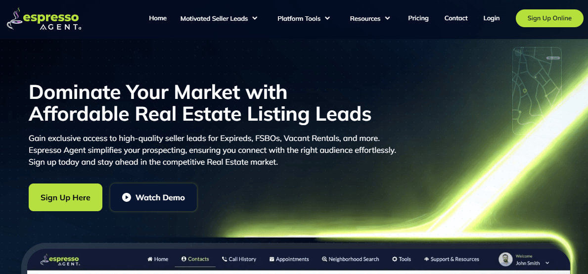 Screenshot of Espresso Agent website.