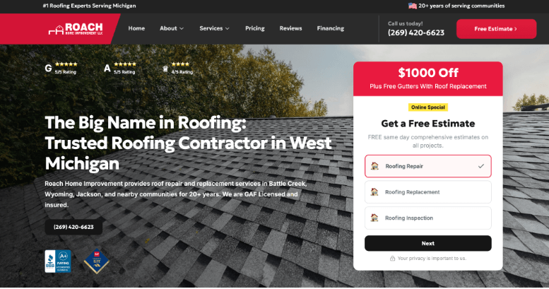 Screenshot of Roach Home Improvement