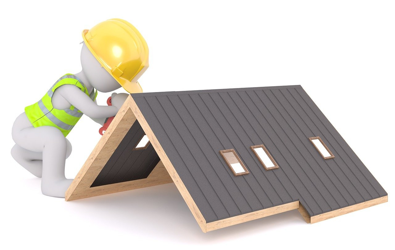 Illustration of a roofer and a roof. Image by Pixabay