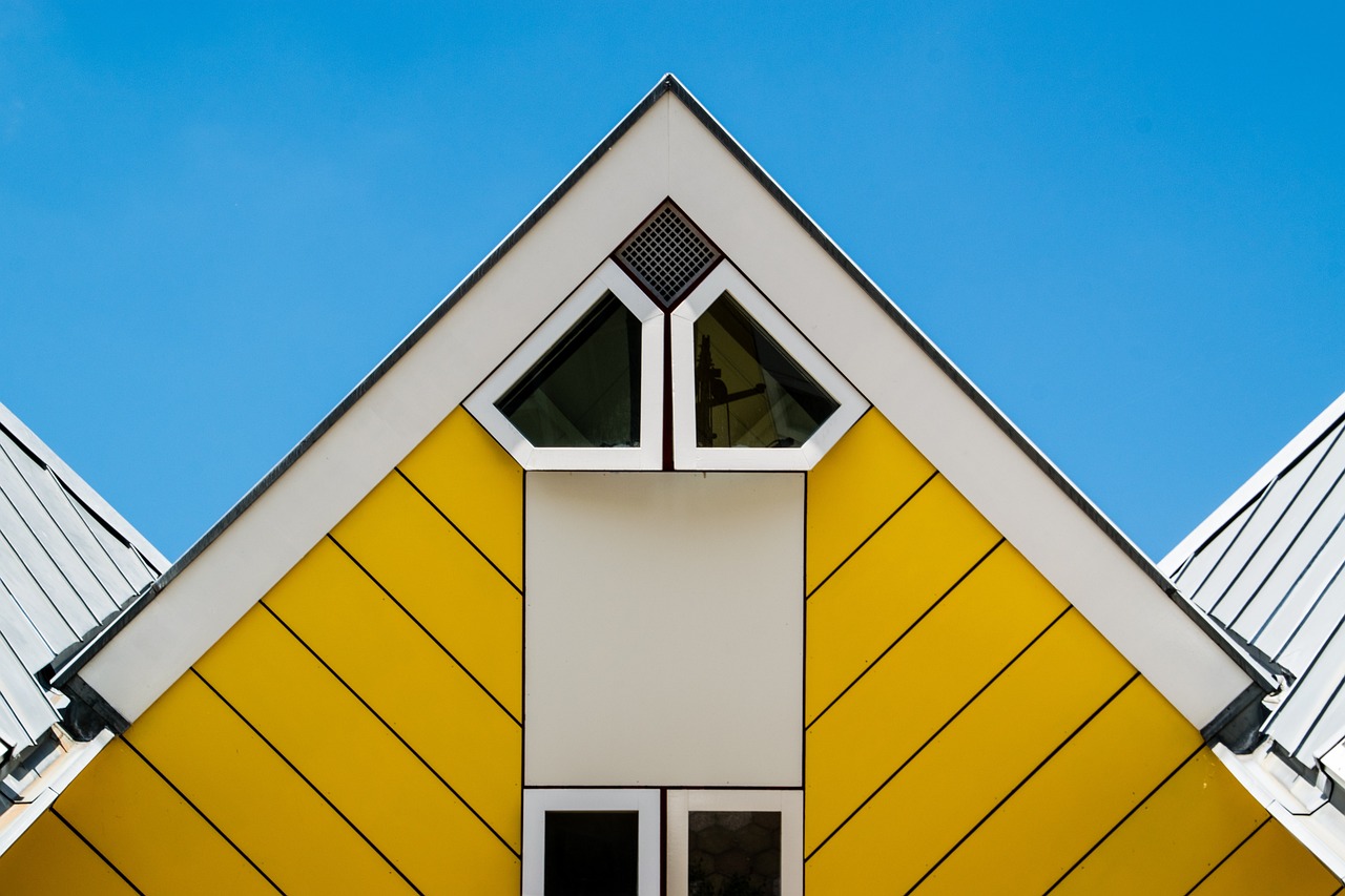 Top of a yellow roof.