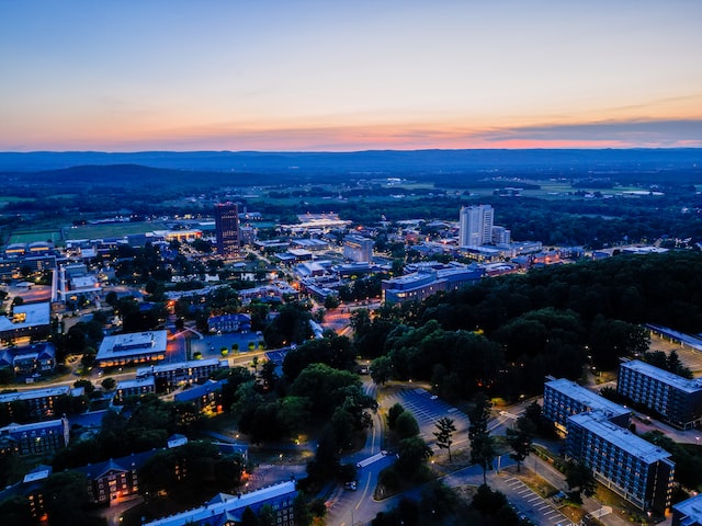 Arial view of UMass Amherst
